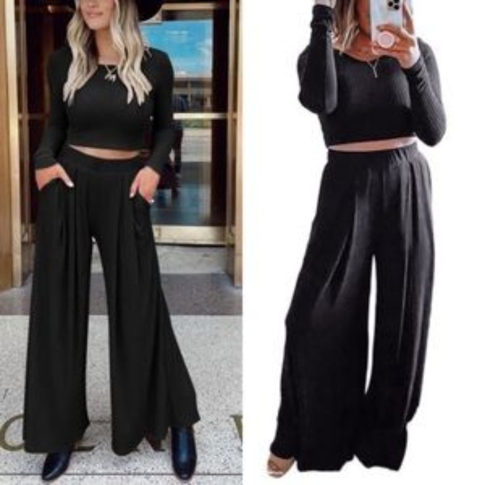 2-pc Loungewear Top/Wide Leg Pant - Picture 6 of 11